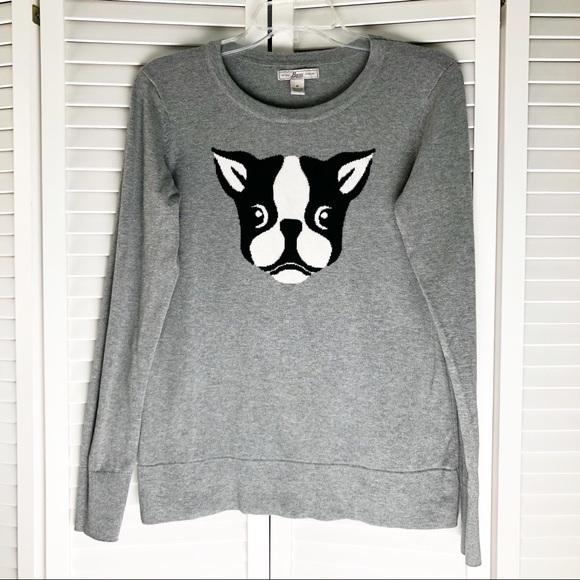 Bass Sweaters - BASS Boston Terrier Dog Gray Sweater M